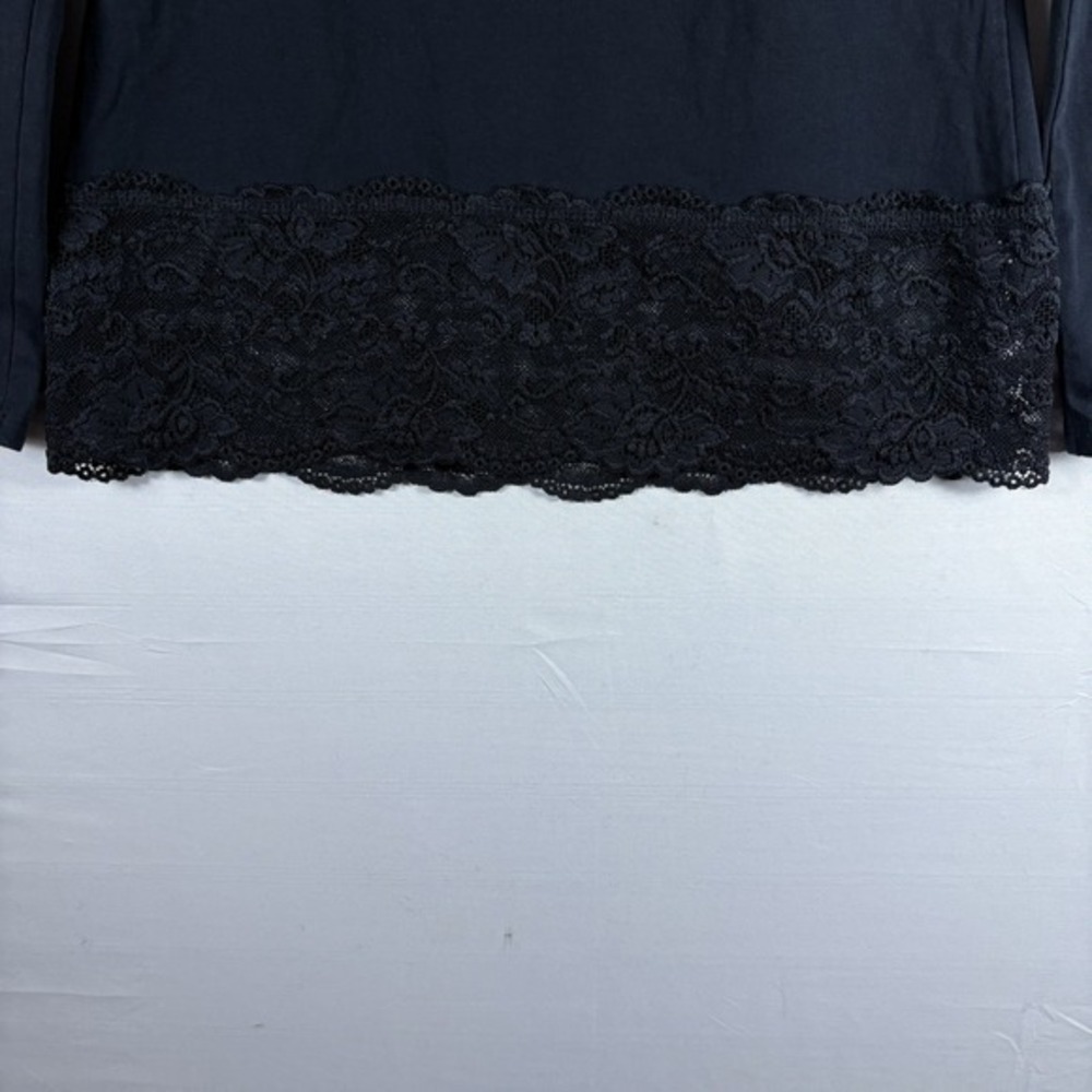 Sundance Womens Black Turtleneck Long Sleeve Lace Hem Stretch Casual‎ PXS - Picture 4 of 5